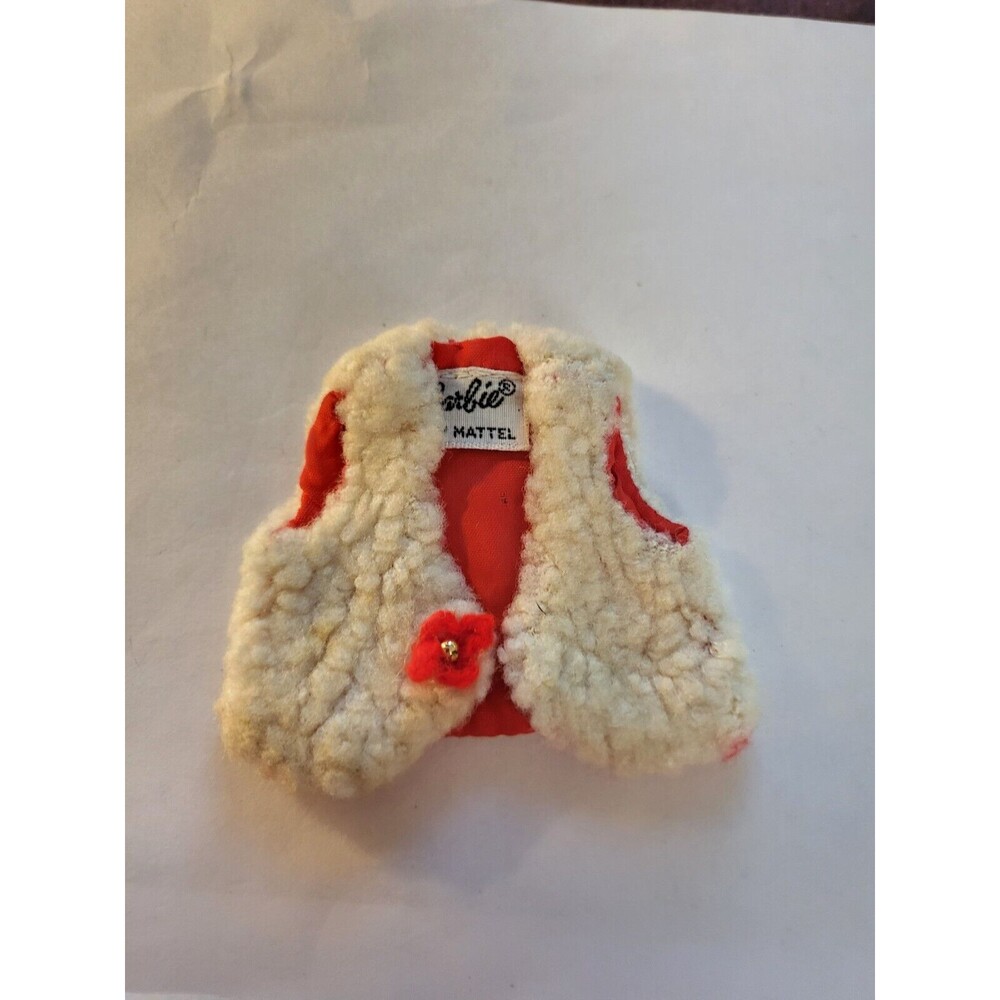 Vintage Barbie Wooly Vest w/flower snap front